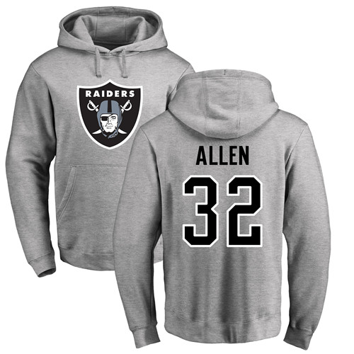 Men Oakland Raiders Ash Marcus Allen Name and Number Logo NFL Football #32 Pullover Hoodie Sweatshirts->nfl t-shirts->Sports Accessory